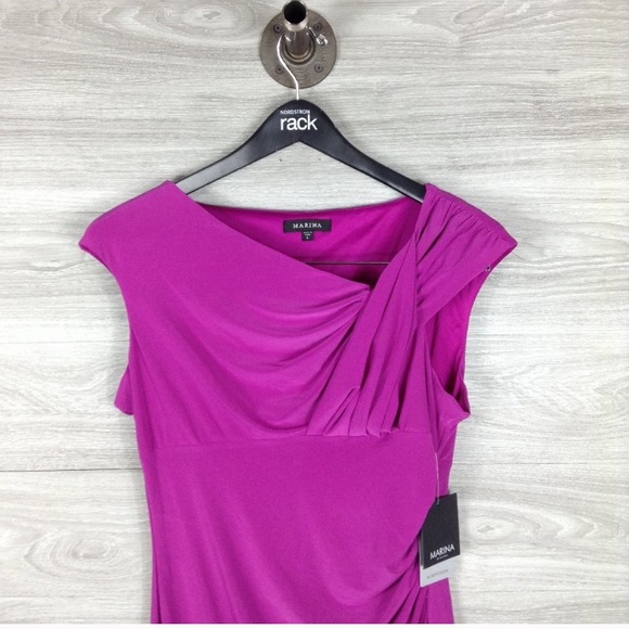 NWT NORDSTROM MARINA ONYX NITE RUCHED WRAP DRESS - Picture 6 of 10